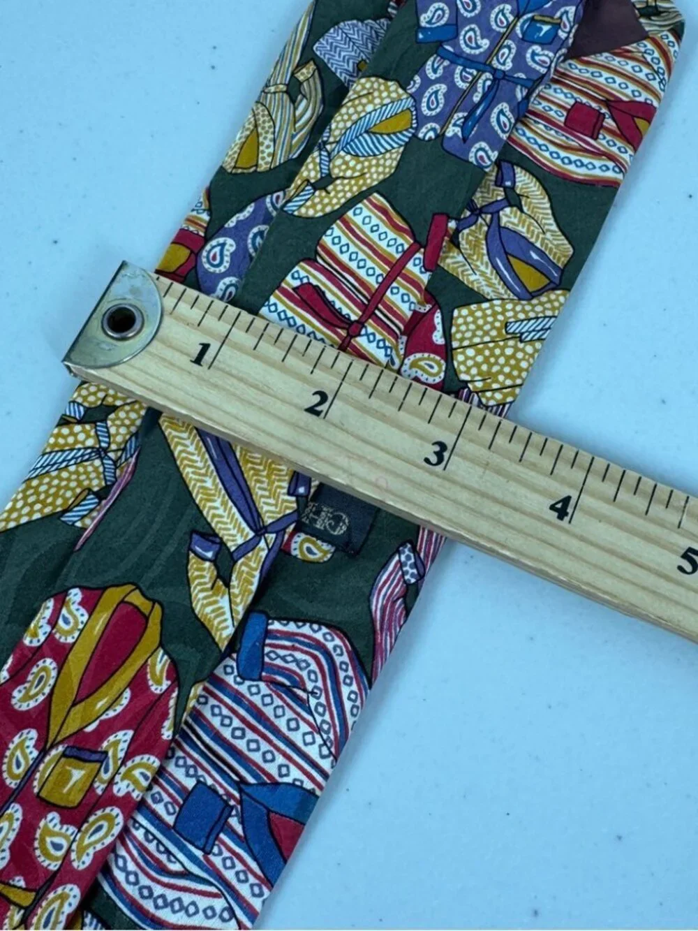 Charleston The Rack Silk Colorful Robes Patterned Necktie Olive Novelty Print